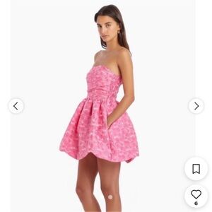 Amanda Uprichard Pink Strapless Bubble Dress with Roses
